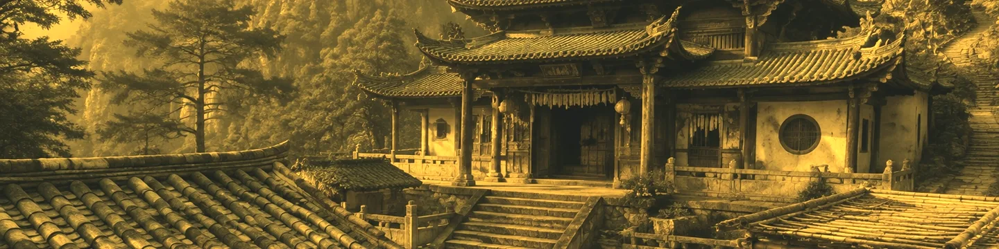 群山环抱中的中式古建筑